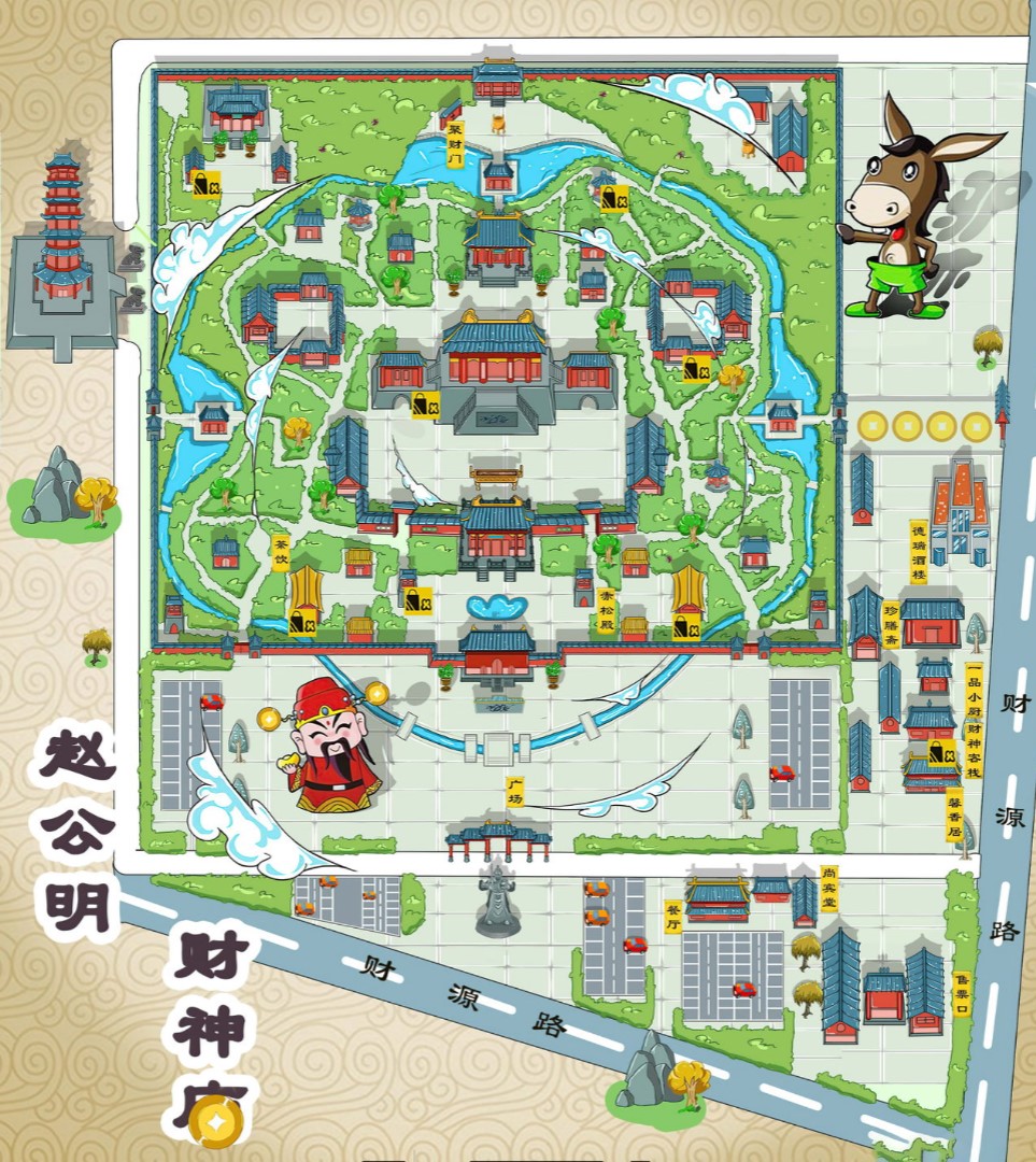 东莞生态园寺庙类手绘地图